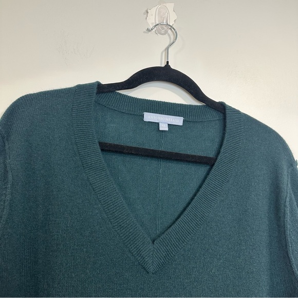 Antonio Melani Womens 100% Cashmere Sweatshirt Green V-Neck Blouse Size XL - Picture 3 of 6
